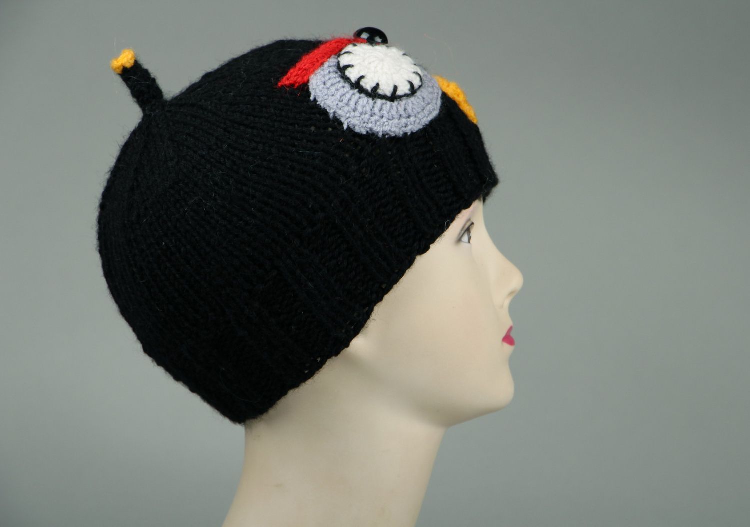 Knitted hat Angry black photo 2