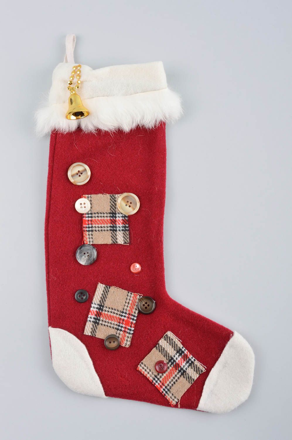 Socke zu Weihnachten handmade Deko Tannenbaum Schmuck Weihnachten Deko rot weiß foto 3