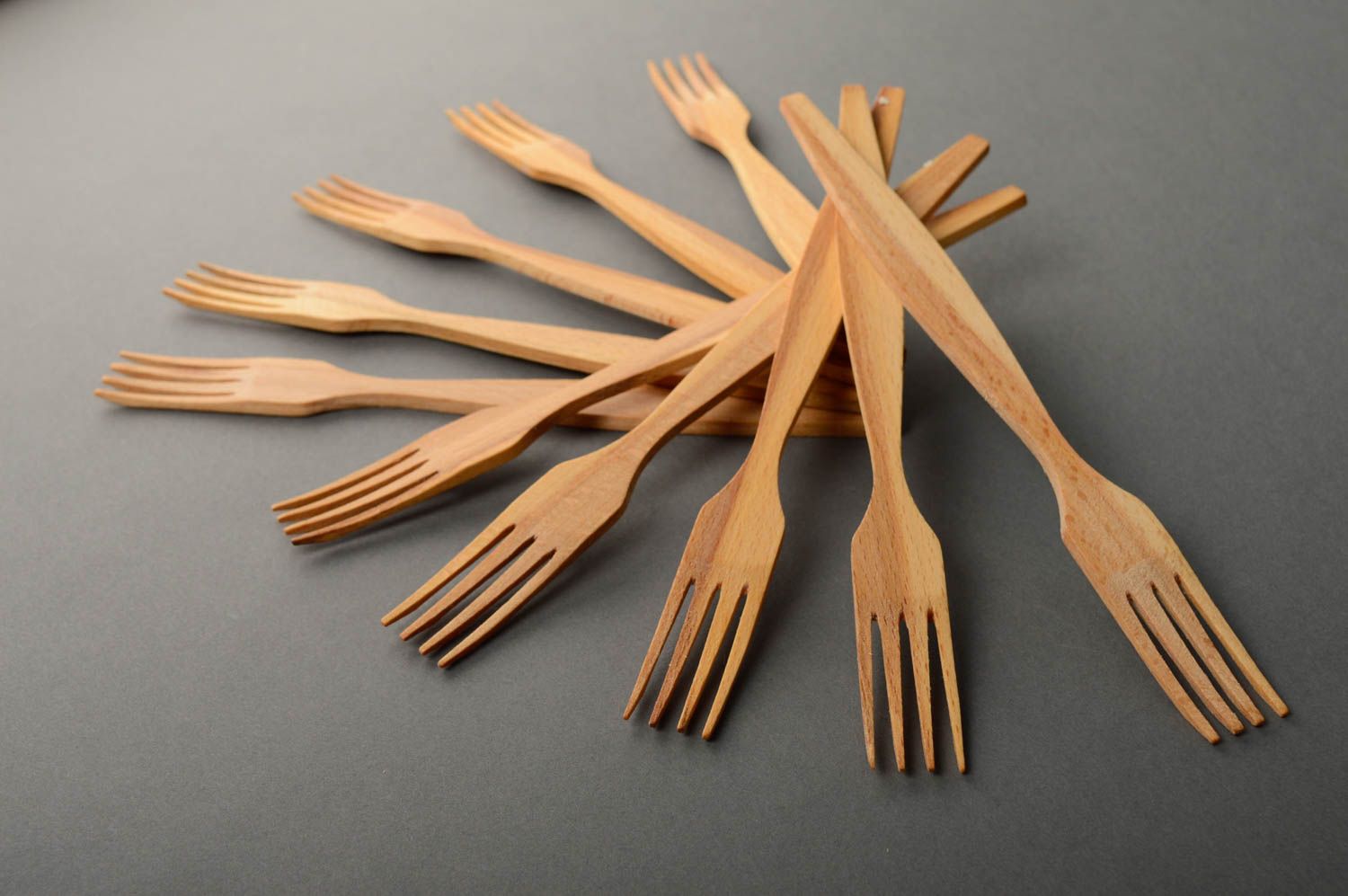 Tenedores de madera 10 piezas artesanales para sartenes utensilios de cocina foto 2