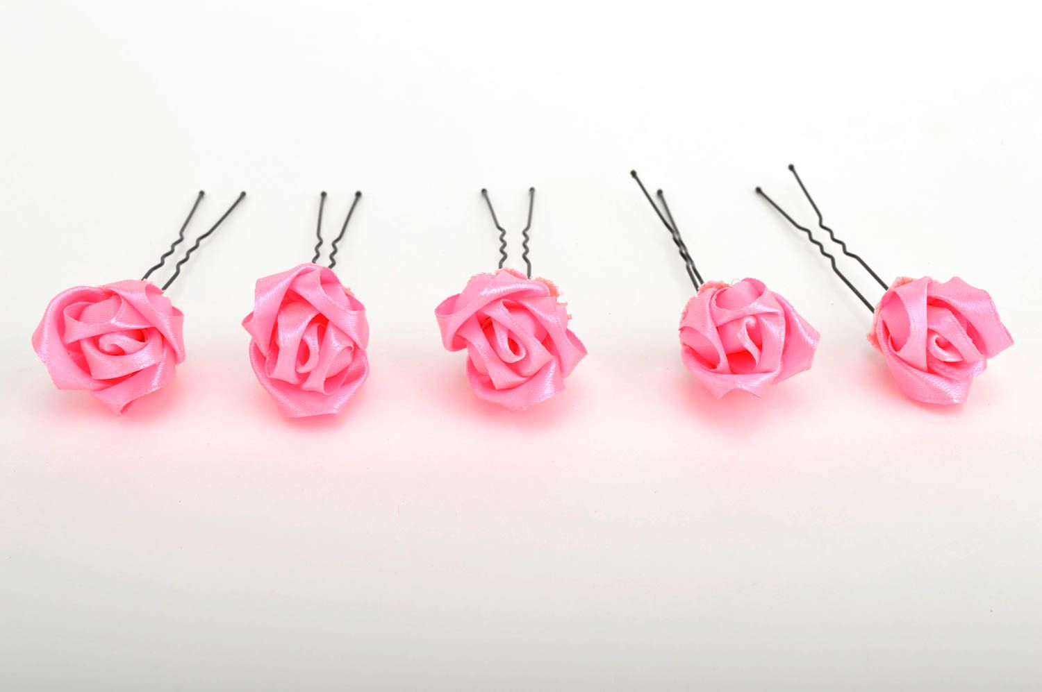 Blumen Haarnadeln handgemachter Schmuck Haar Accessoires Set 5 rosa Rosen  foto 4