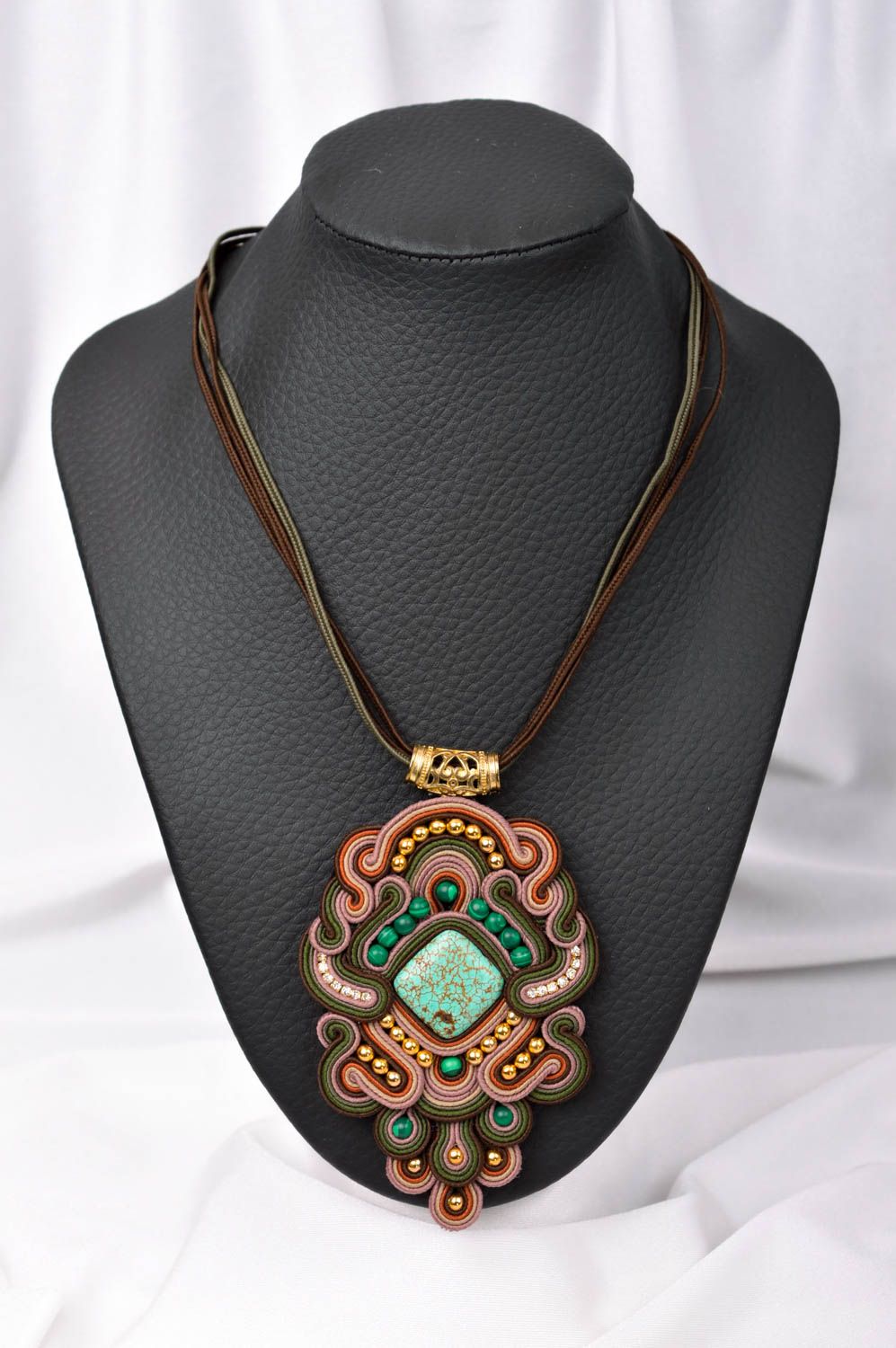 Stylish unusual necklace handmade designer accessories beautiful jewelry photo 1