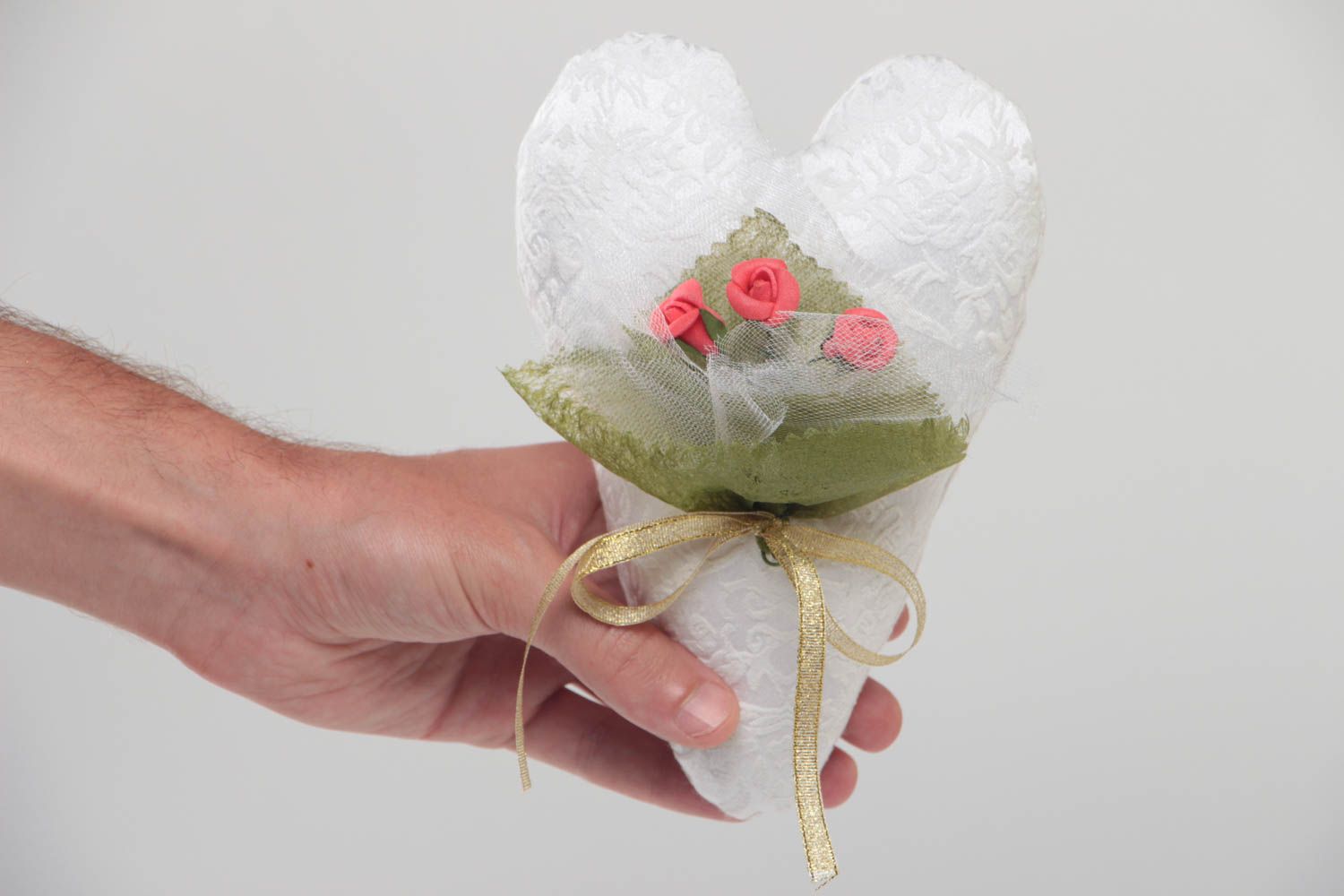 Мягкая игрушка ручной работы сердце валентинка из жаккарда ручной работы фото 5