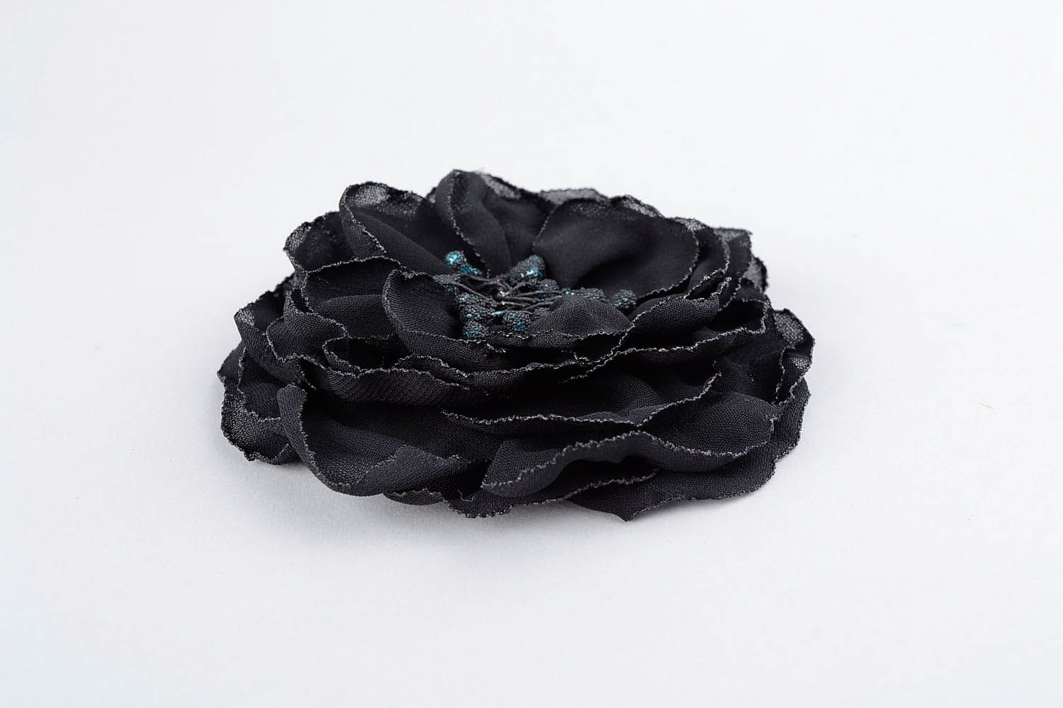 Fabric Brooch Black Flower photo 4
