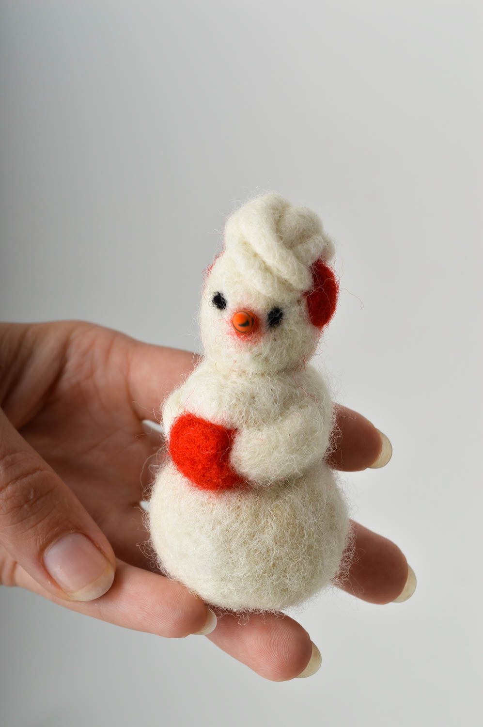 Peluche bonhomme de neige faite main laine feutrée originale Déco de Noël photo 2