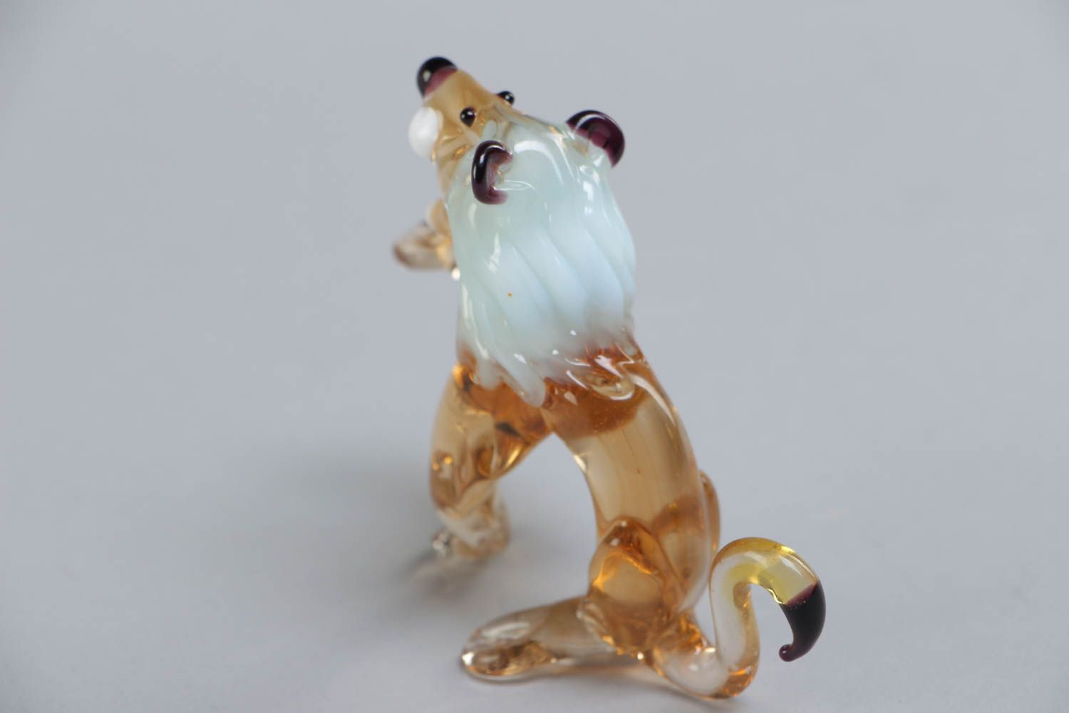 Beautiful handmade small lampwork glass figurine Lion home decor photo 4
