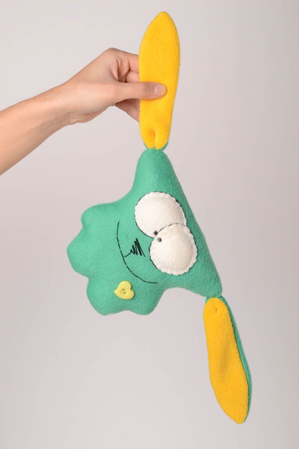 Детская игрушка ручной работы игрушка из флиса мягкая игрушка зеленый заяц яркий фото 2