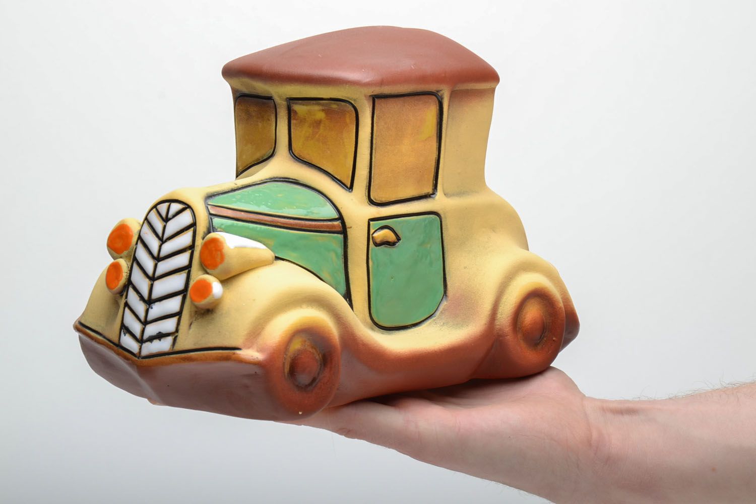 Clay money box in the shape of car photo 5