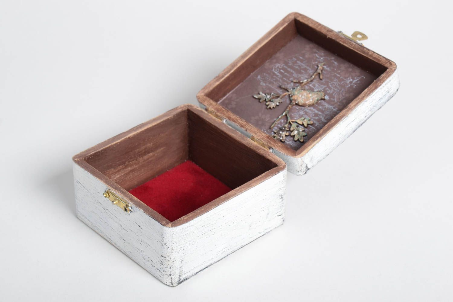Boîte à bijoux fait main Boîte en bois petite carrée Déco maison design photo 2