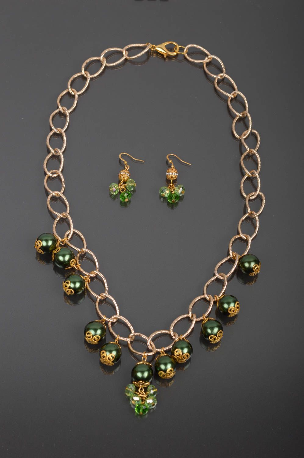 Украшения ручной работы ожерелье из бусин комплект украшений серьги с бусинам фото 1