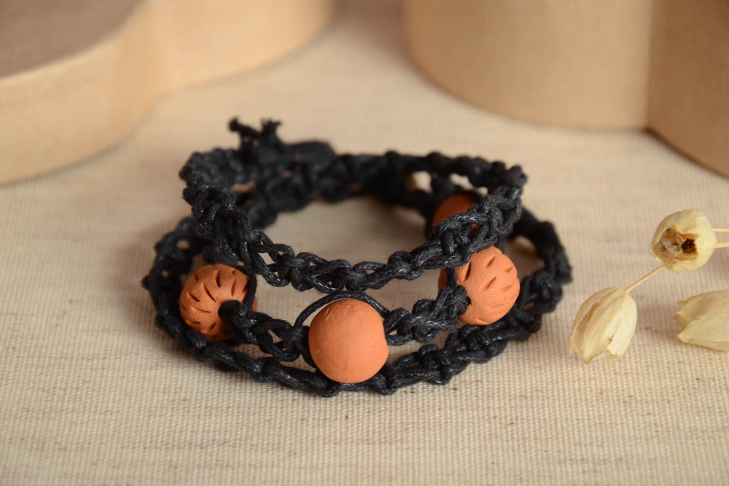 Handmade bracelets bracelet with clay beads unusual jewelry handmade accessory photo 2
