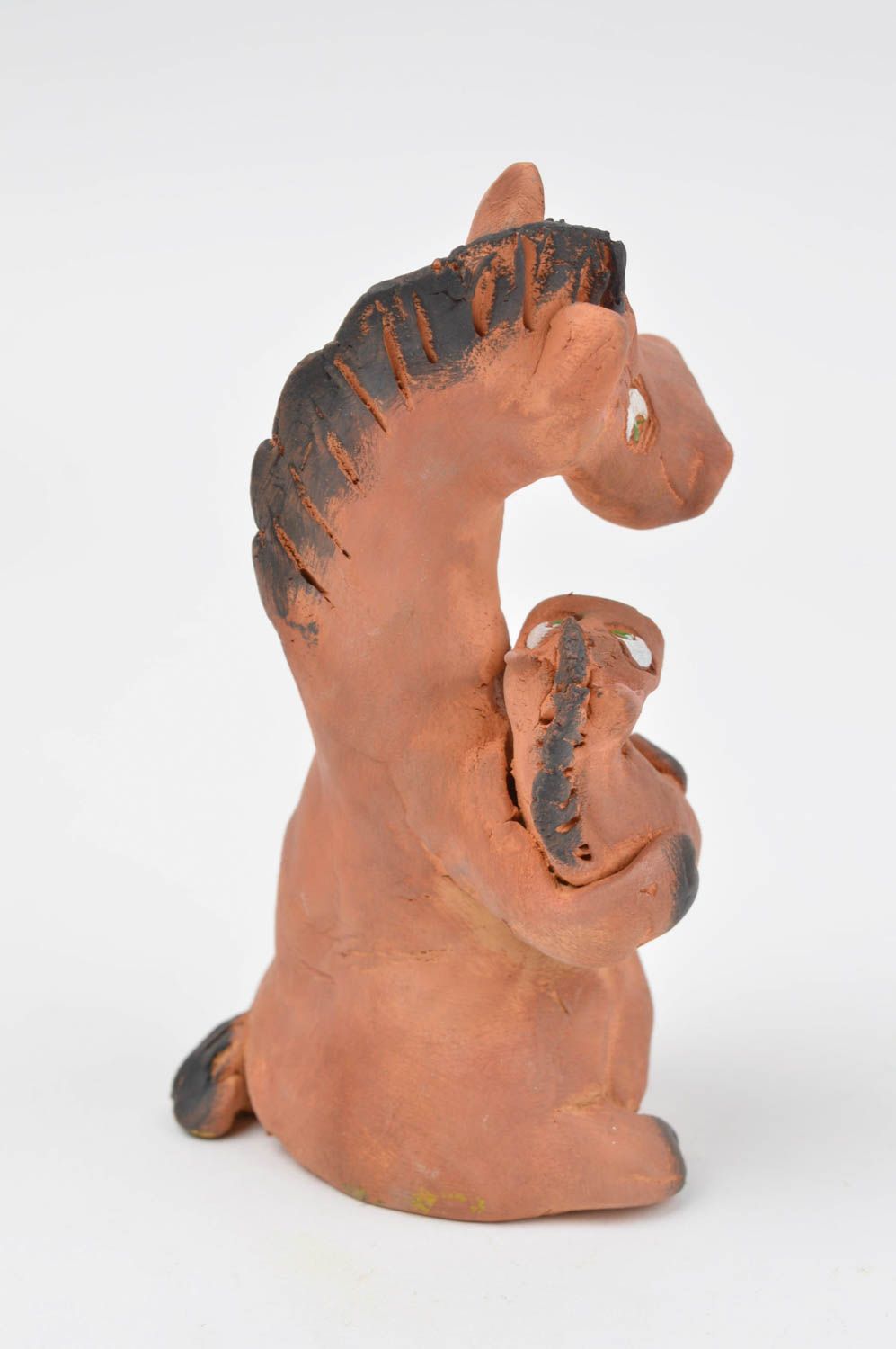 Handmade beautiful ceramic statuette unusual stylish figurine horse souvenir photo 3