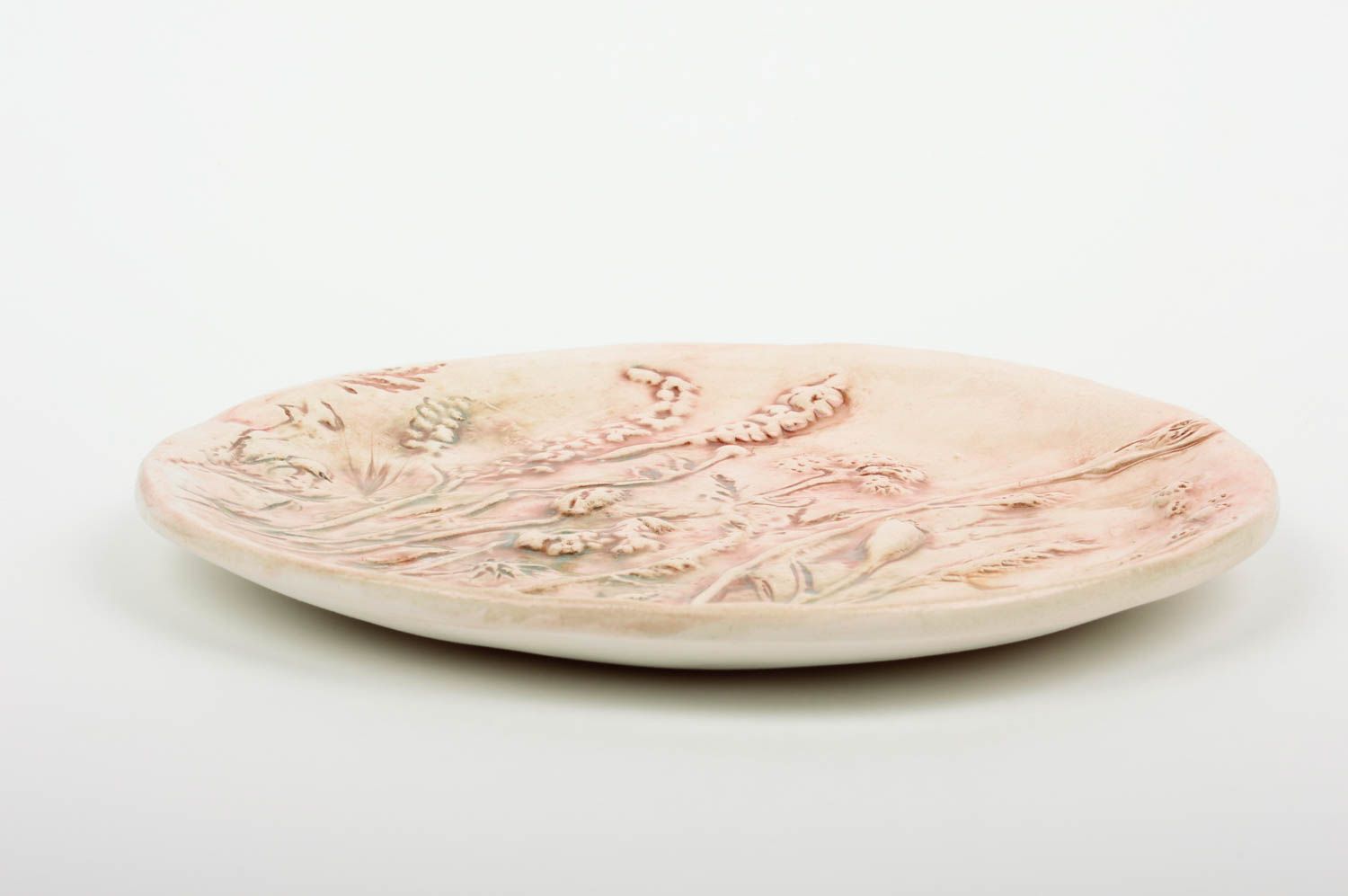 Assiette en céramique décorative faite main peinte design à motif en relief  photo 4