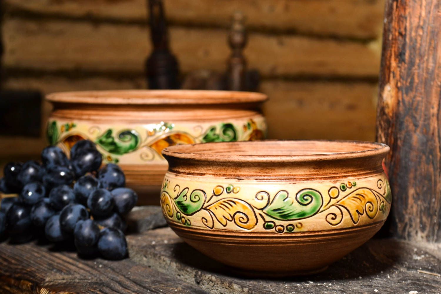 2 cuencos de cerámica hechos a mano vasijas de barro elementos decorativos foto 1