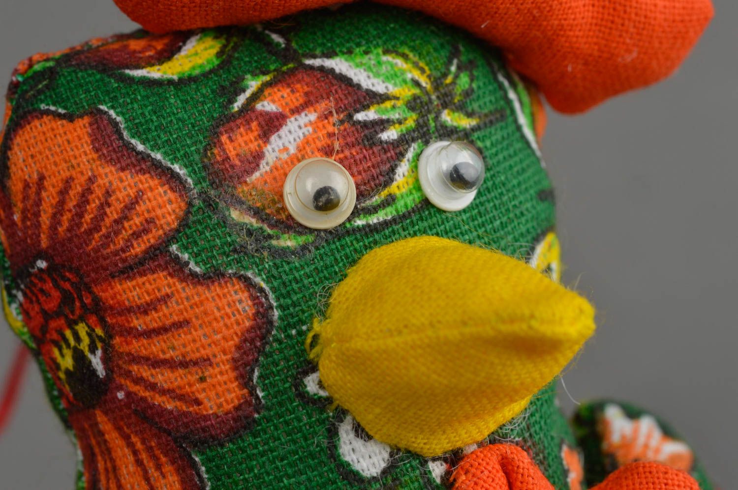 Jouet poule en tissu vert à motif floral fait main petit décoratif pour enfant photo 5