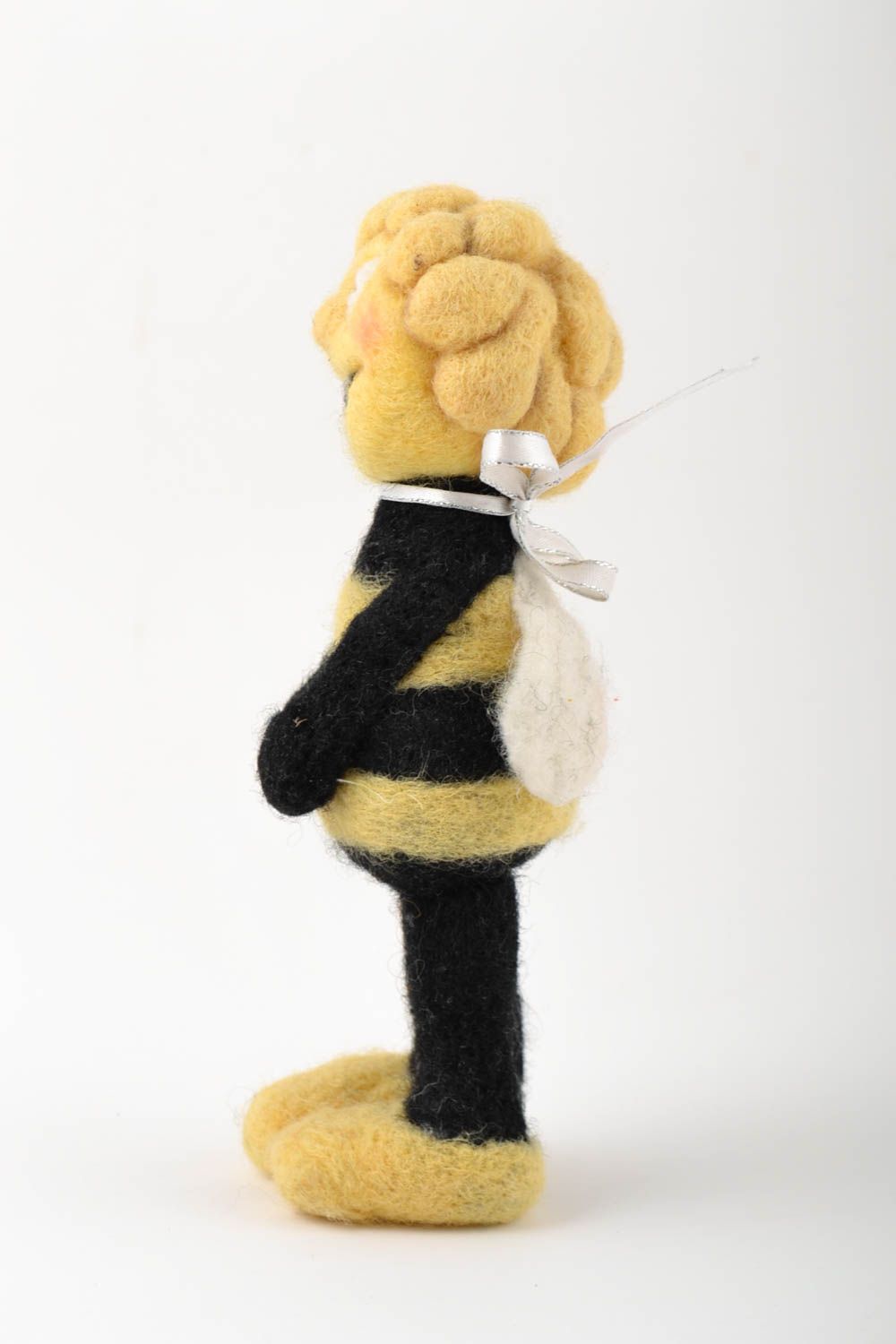 Peluche abeille Jouet fait main en laine feutrée original Cadeau pour enfant photo 2