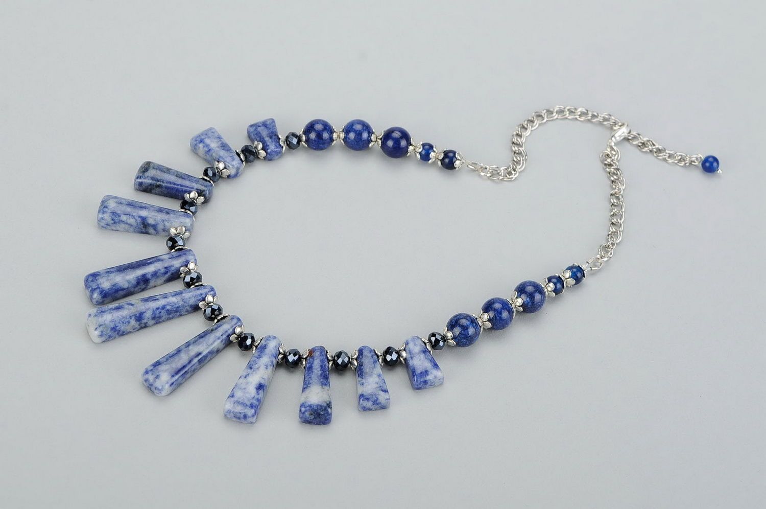 Necklace with lazurite and Czech crystal photo 2