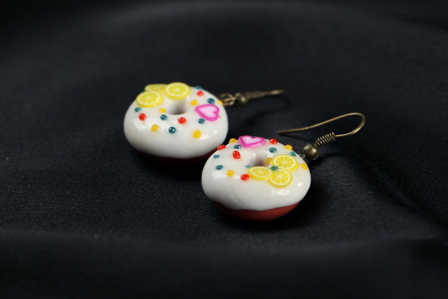 Earrings made of polymer clay Doughnuts photo 2