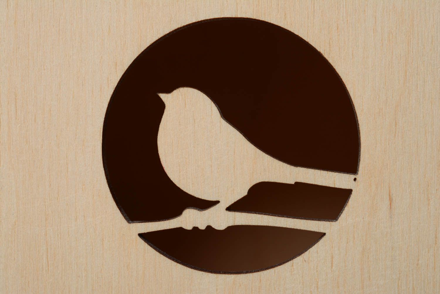 Holzzuschnitt für Kunstschaffen Schatulle mit Vogel foto 4