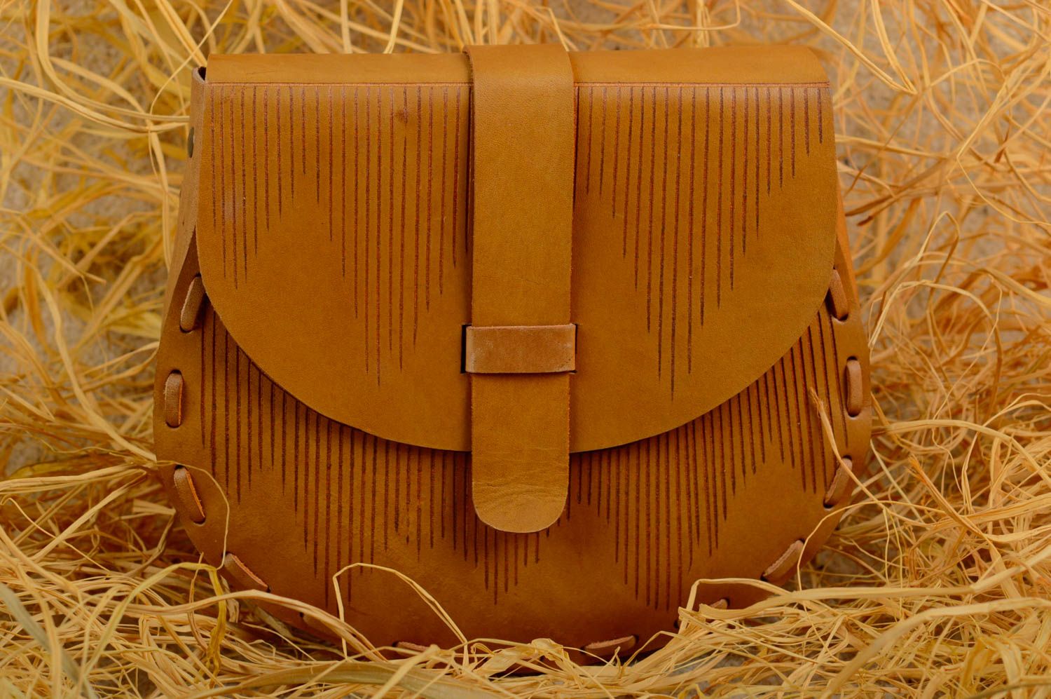Bolso de cuero natural marrón hecho a mano accesorio de moda regalo original foto 1
