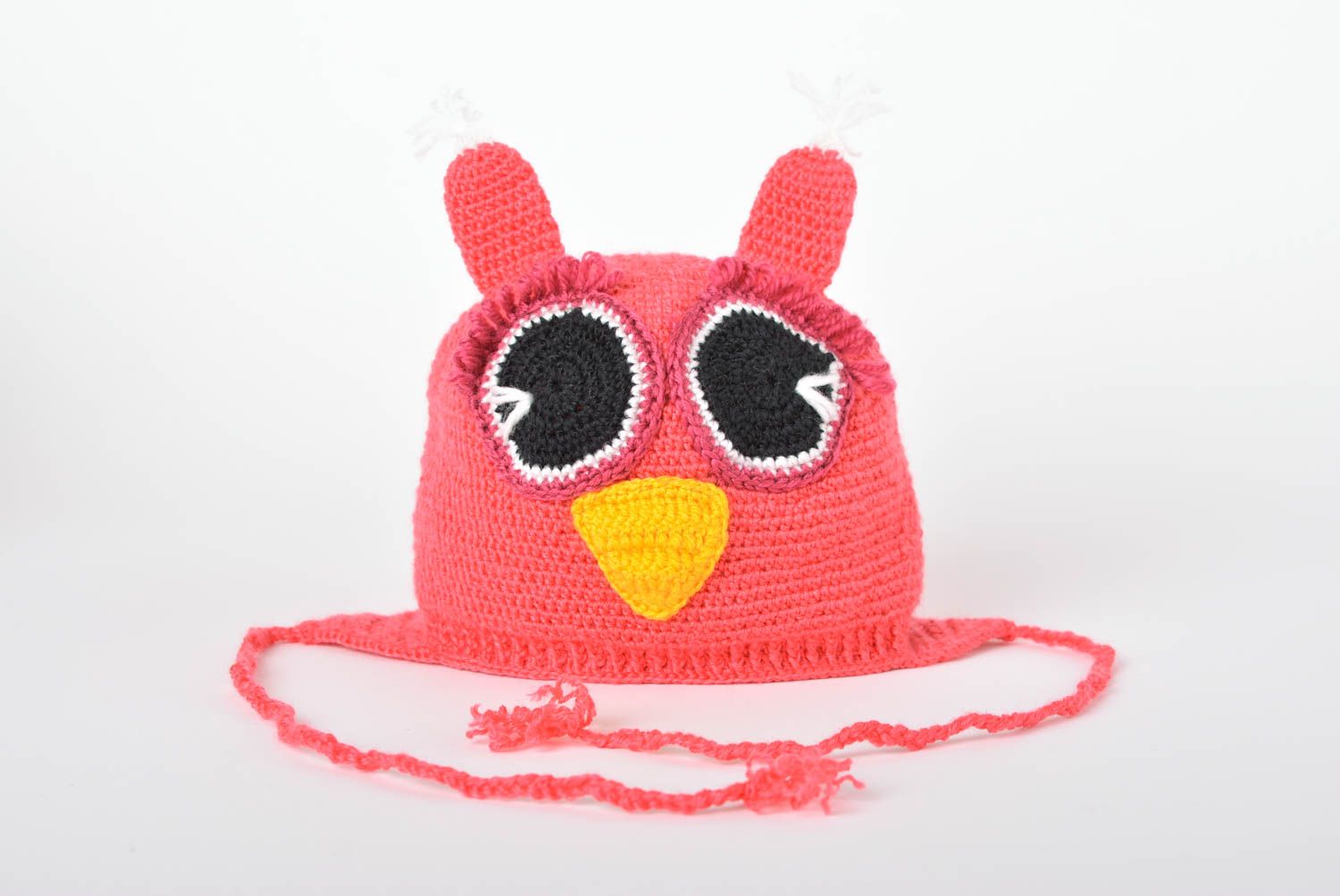 Handmade designer red cap unusual warm cap for kids funny animal winter cap photo 1