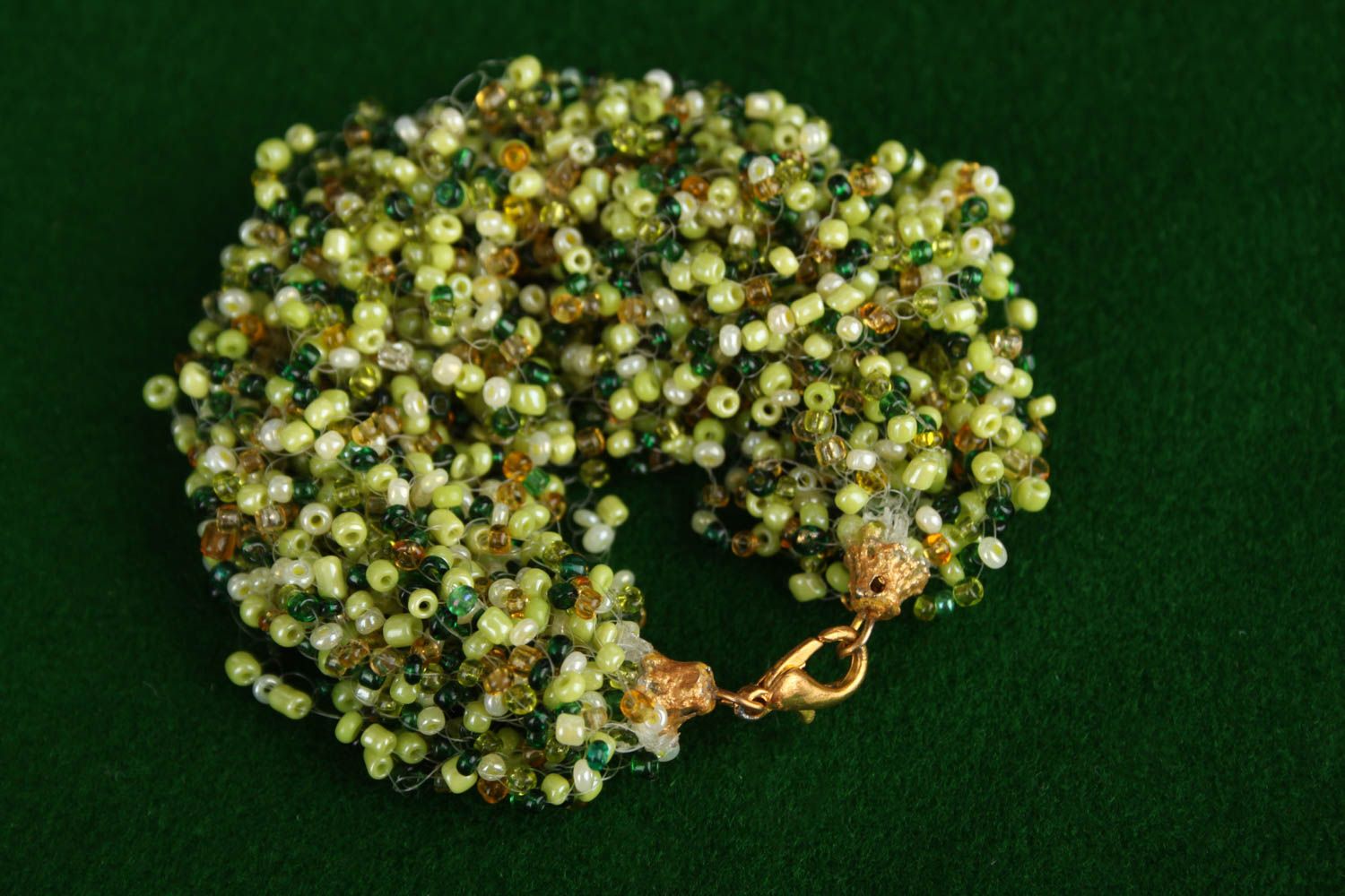 Bracelet perles rocaille Bijou fait main vert design Accessoire femme original photo 5