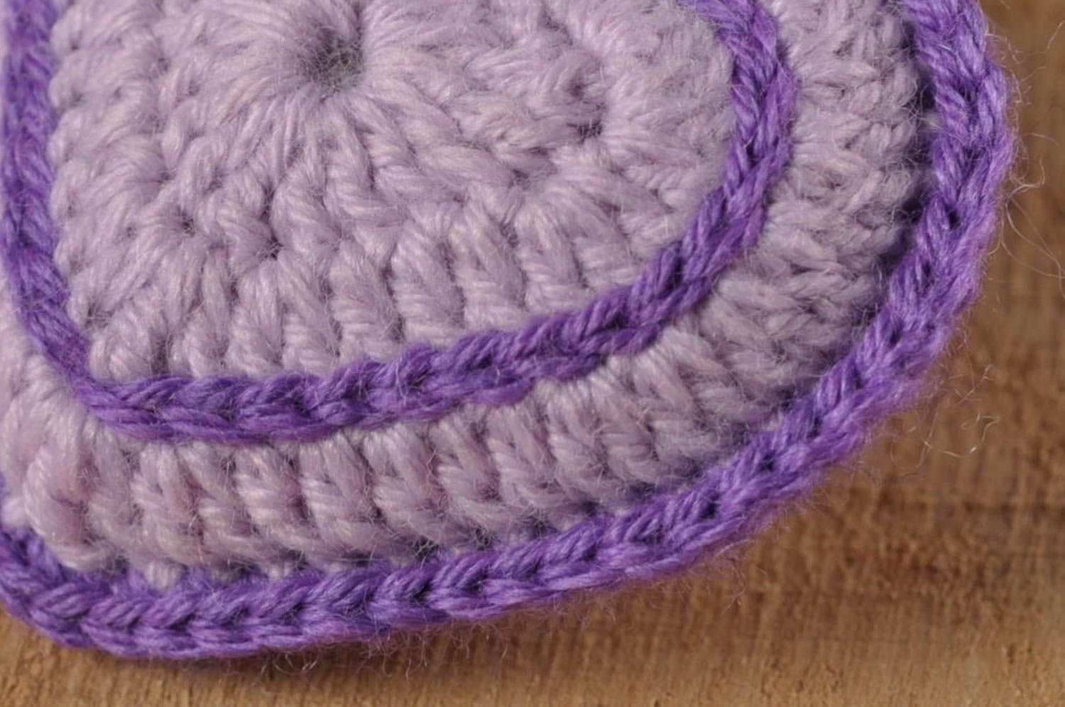 Декор для дома ручной работы сердце крючком вязаное сердце фиолетовое маленькое фото 5