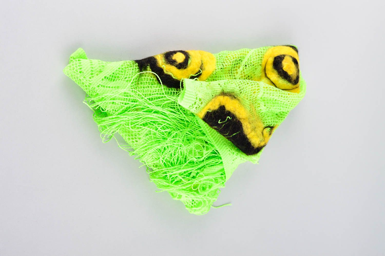 Шарф ручной работы оригинальный женский шарф зеленый с желтым легкий шарф фото 5
