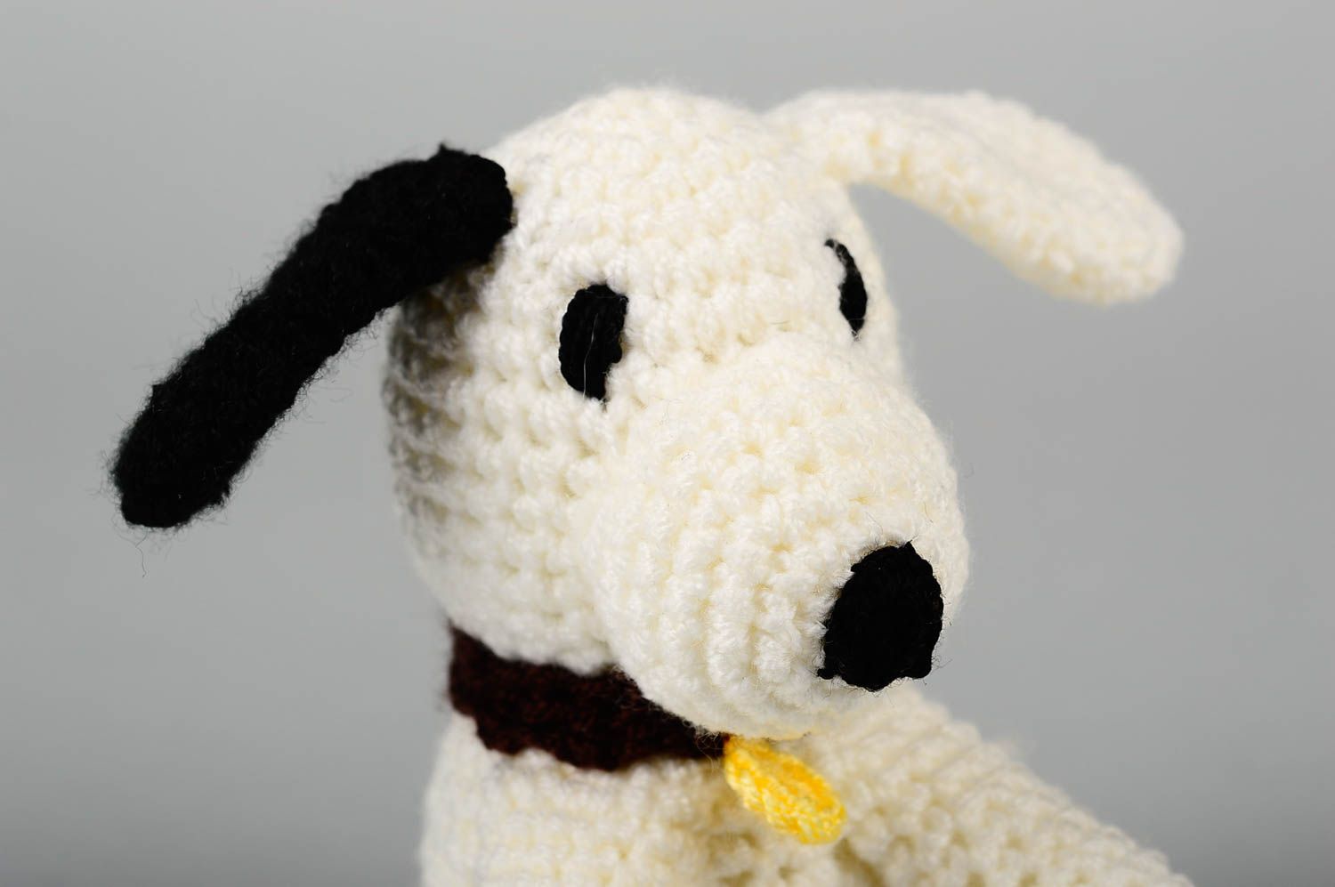 Kuscheltier Hund handgefertigt Haus Dekor Geschenk für Kinder weiß schwarz foto 5