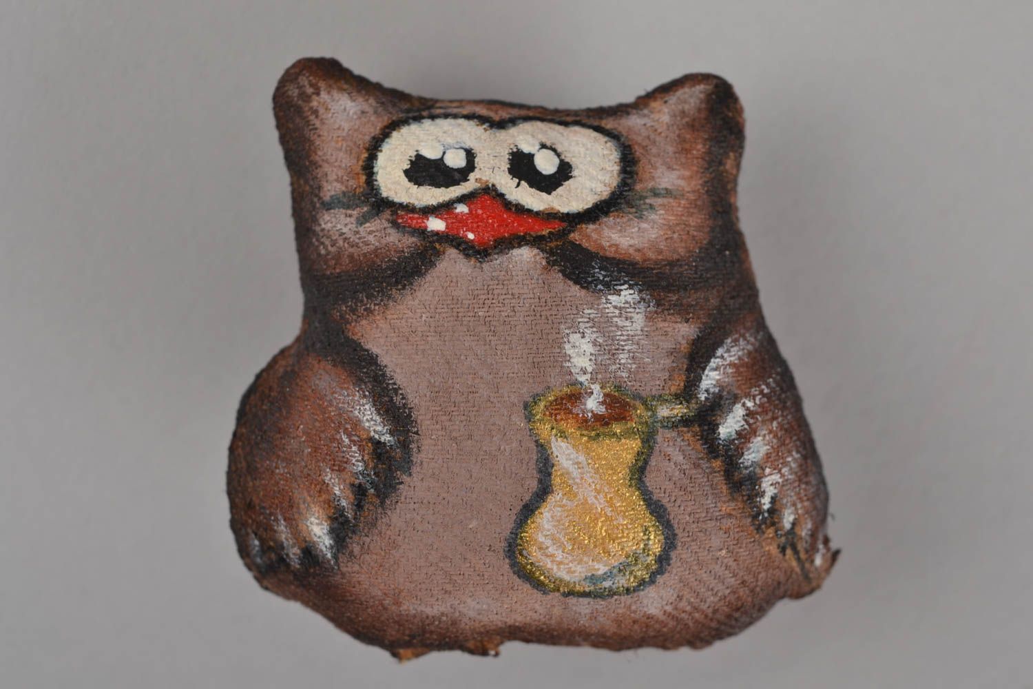 Beautiful funny handmade flavored textile soft fridge magnet toy Owl photo 1