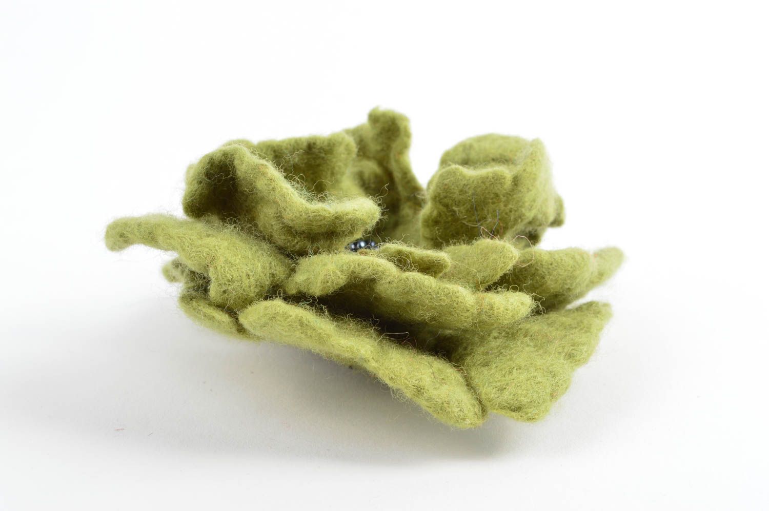 Broche verte Bijou fait main laine feutrée Accessoire femme design de créateur photo 2