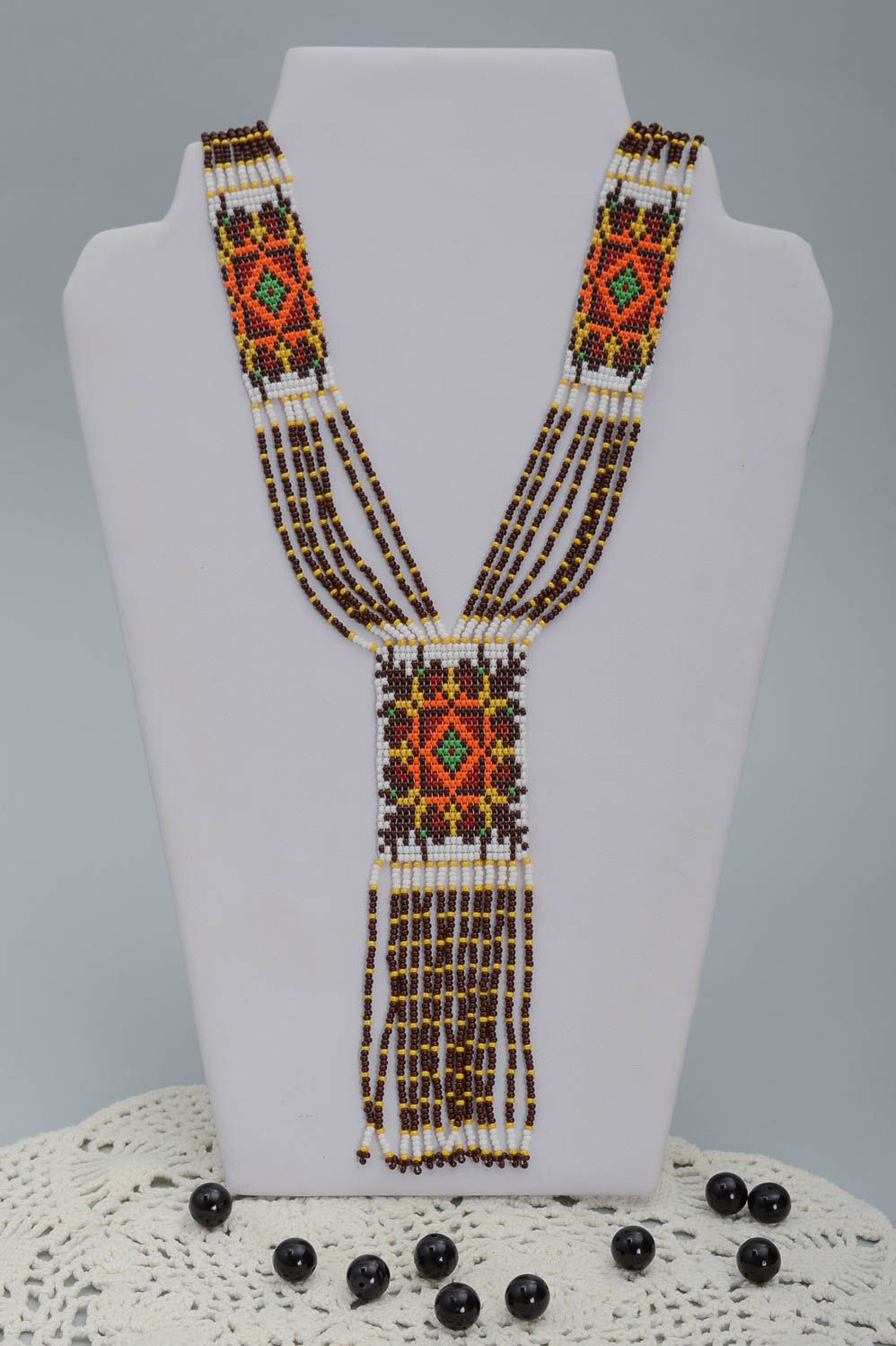 Handmade beaded jewelry seed beads necklace white necklace ethnic jewelry photo 1