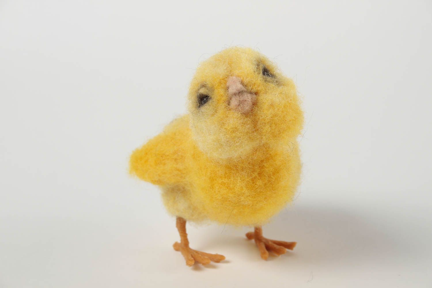 Peluche poulet jaune faite main Jouet en laine feutrée petit Déco maison photo 3