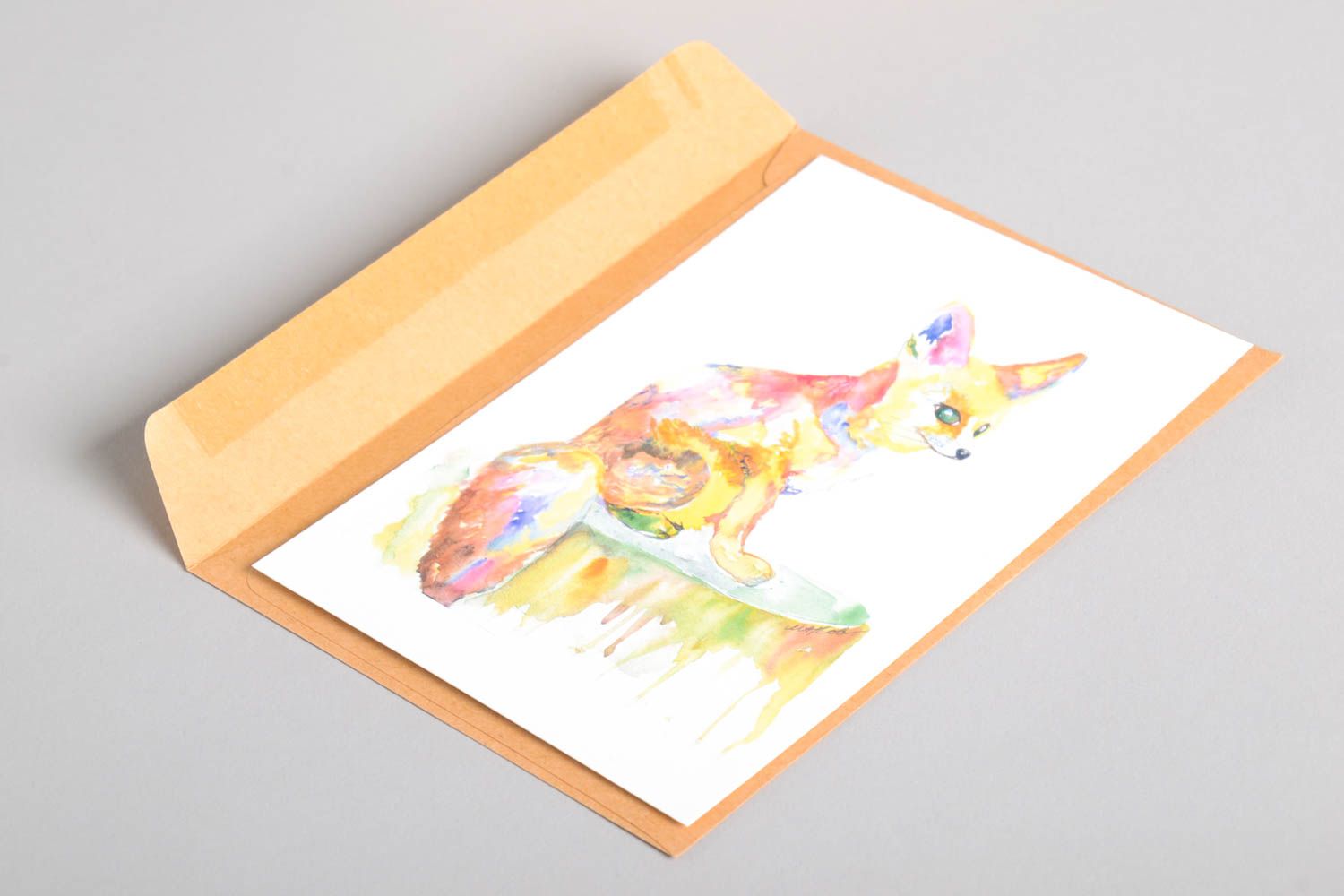 Открытка ручной работы поздравительная открытка лисичка красивая открытка фото 5