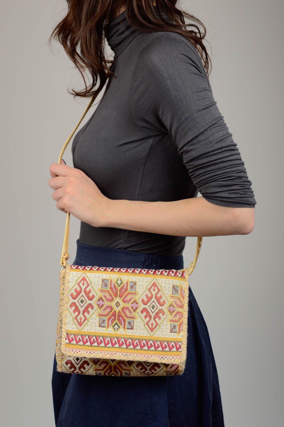 Handmade bag bright fabric bag shoulder bag textile accessory perfect gift photo 2