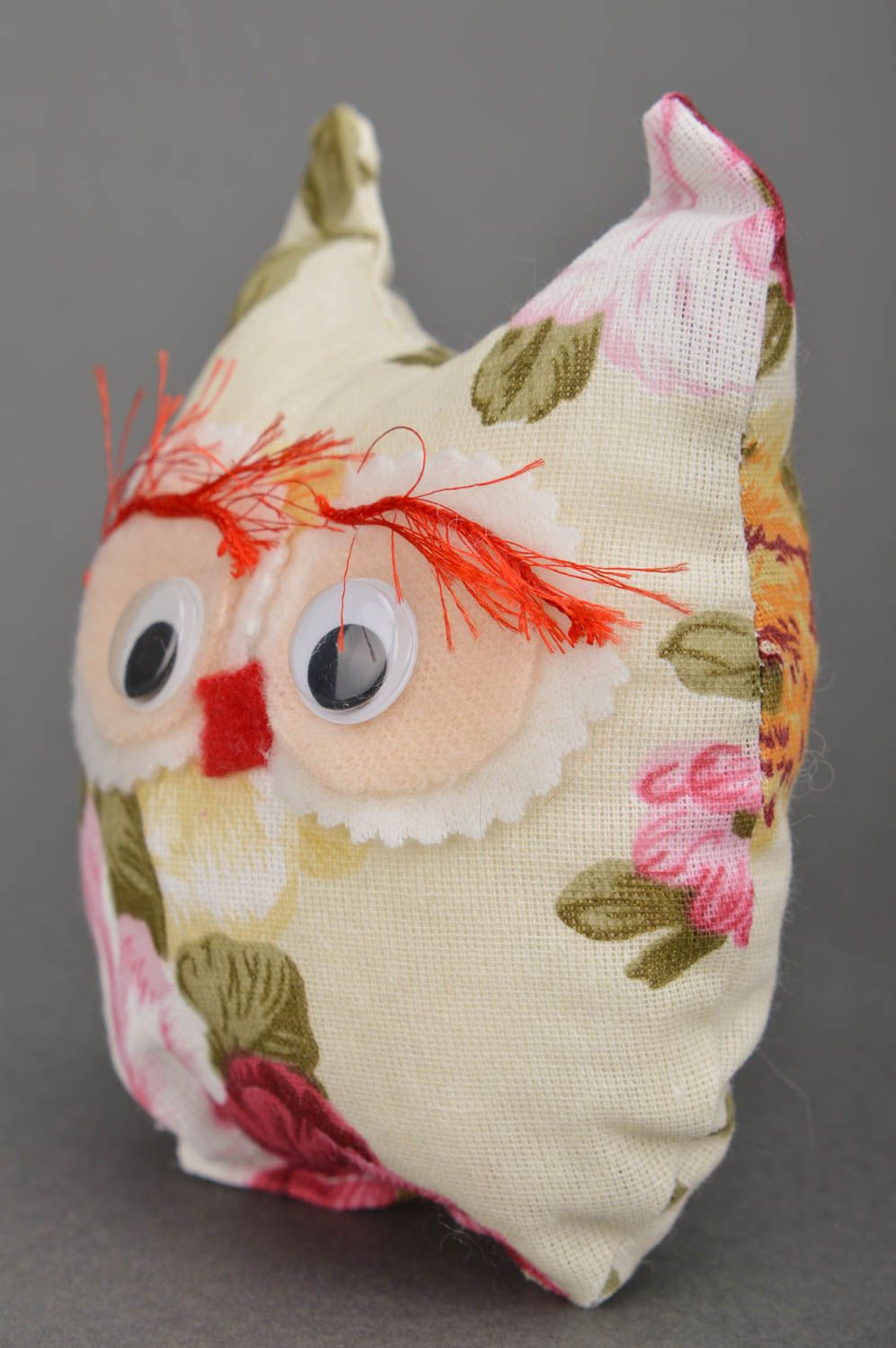 Interesting decor element handmade owl toy cotton textile toy unusual toy photo 2