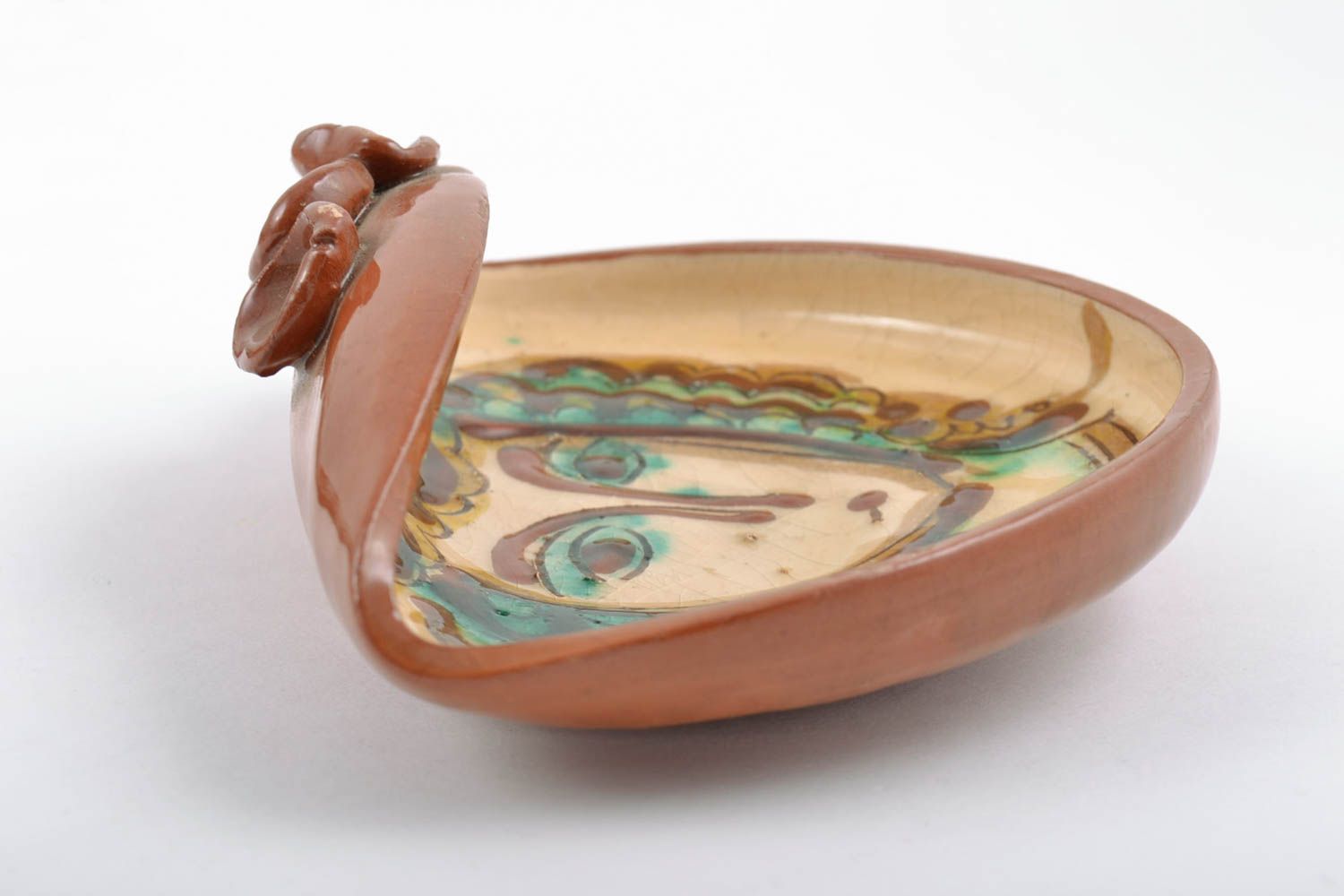 Декоративная керамическая тарелка с глазурью с изображением девушки хэнд мэйд фото 3
