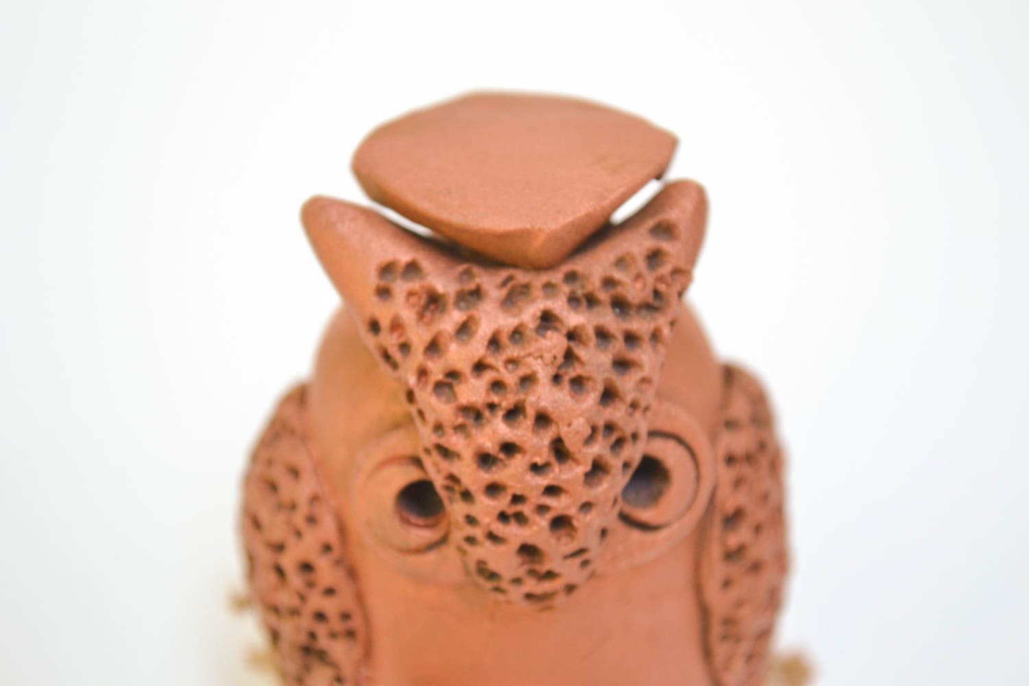 Handmade designer figurine unusual clay statuette ceramic souvenir owl photo 4