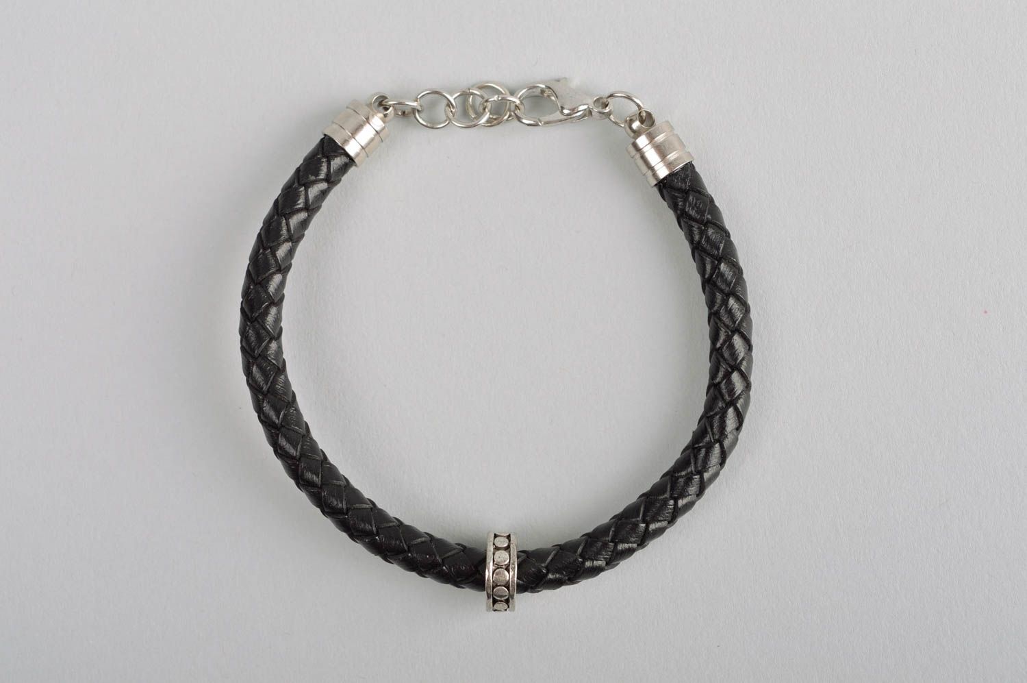 Bracelet tressé cuir naturel Bijoux fait main Cadeau femme noir style casual photo 3