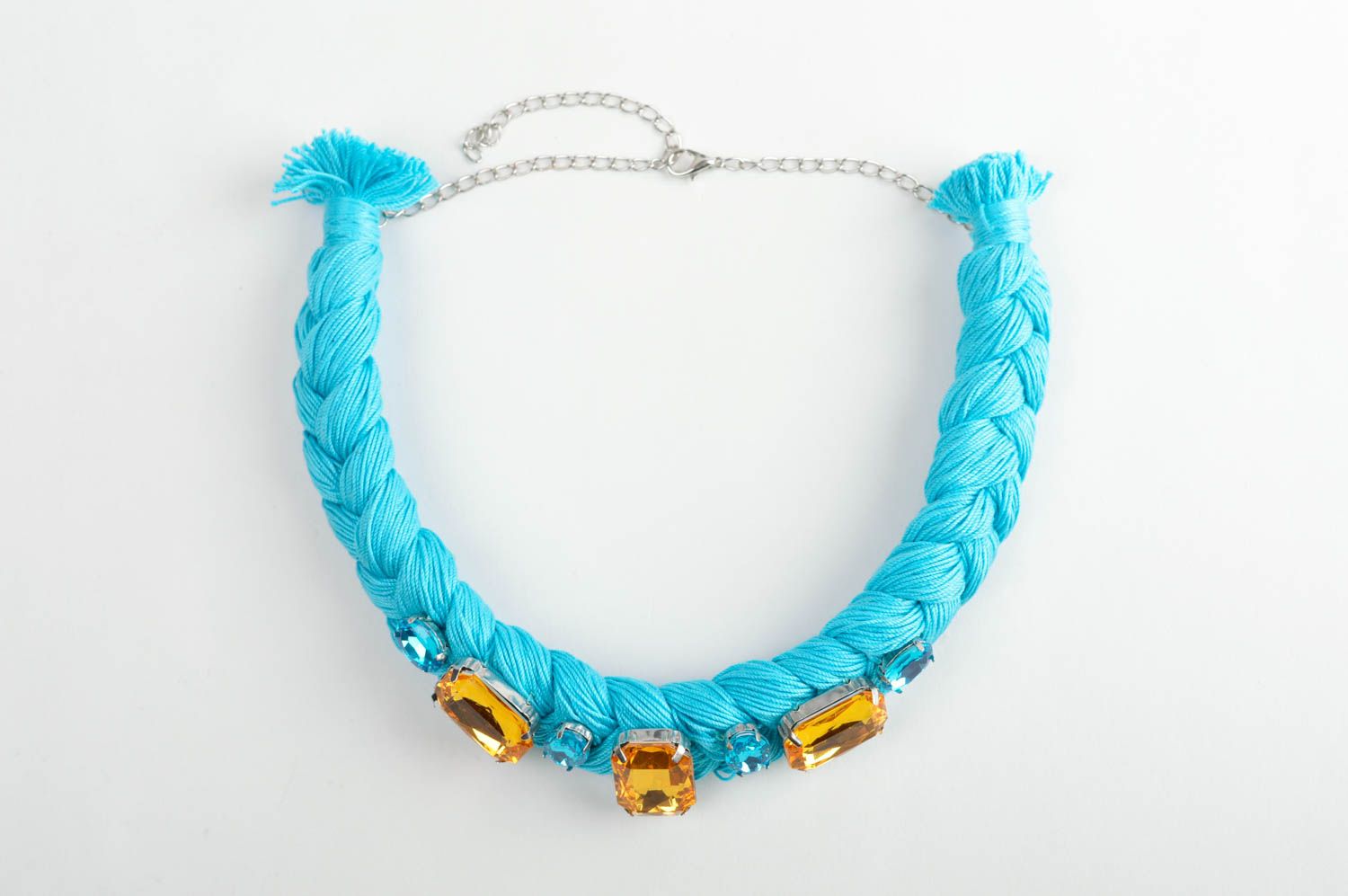 Handmade Damen Halskette Halsschmuck für Damen Schmuck Collier in Blau schön  foto 2