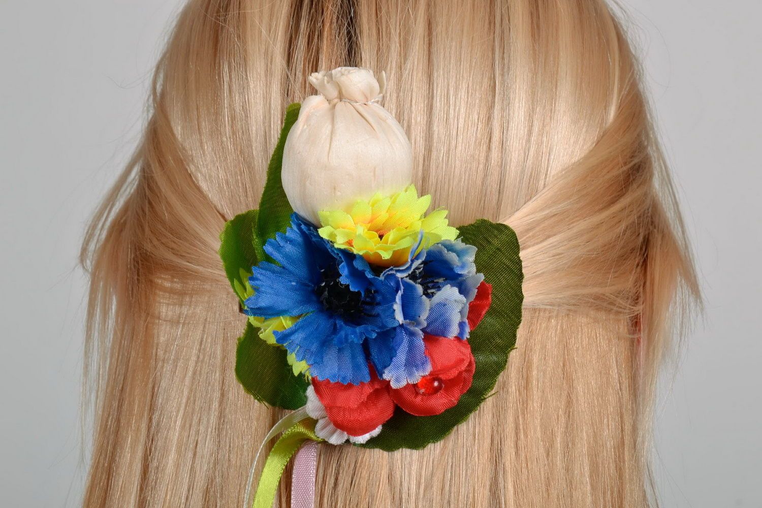Brosche Haarspange mit Blumen foto 4