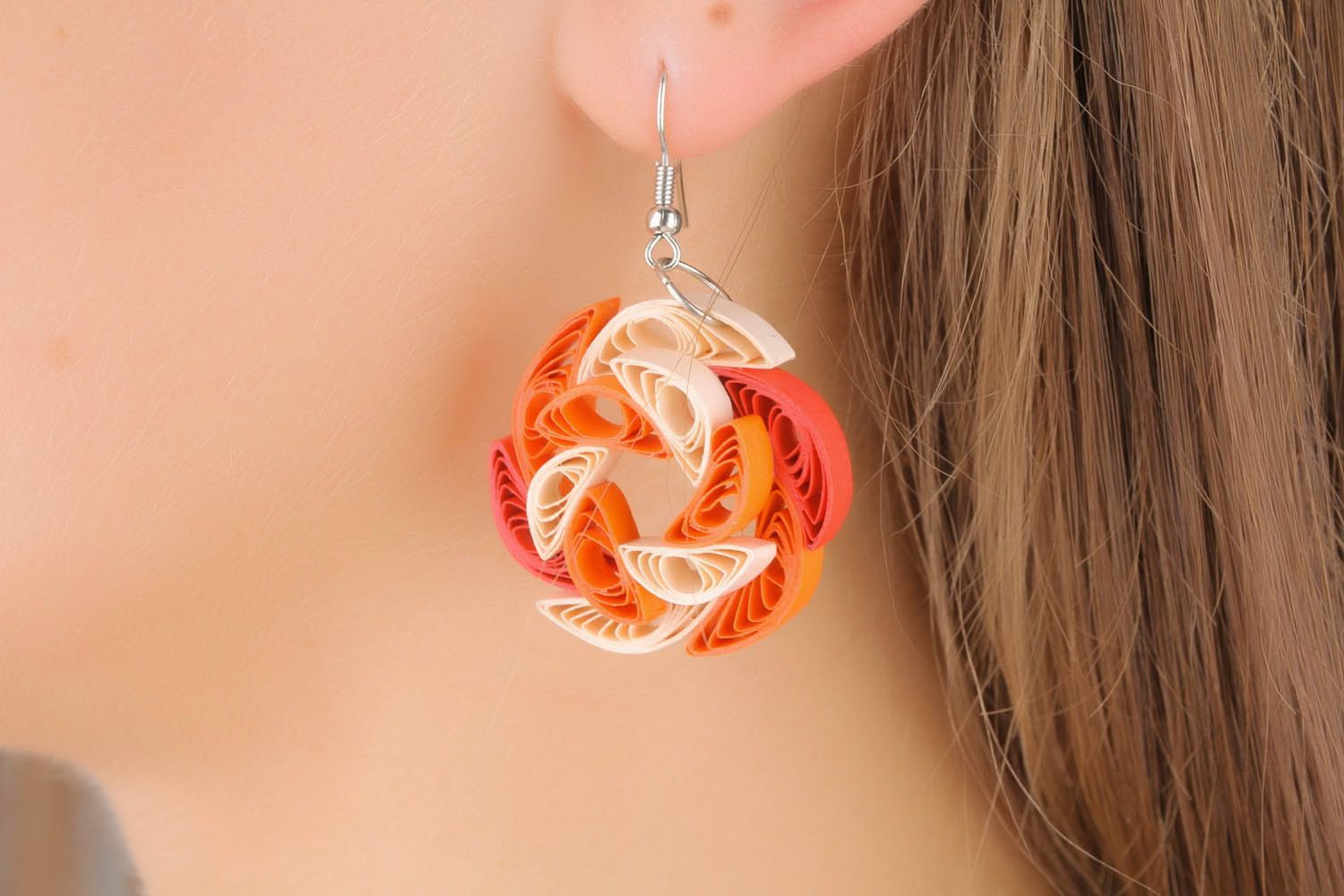 Tricolor paper earrings photo 1