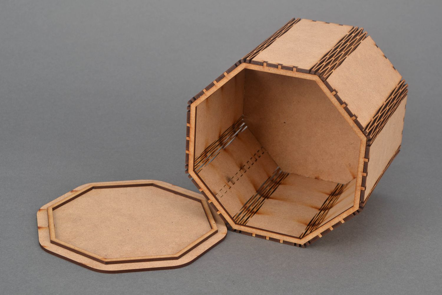 Octagonal wooden blank box photo 4