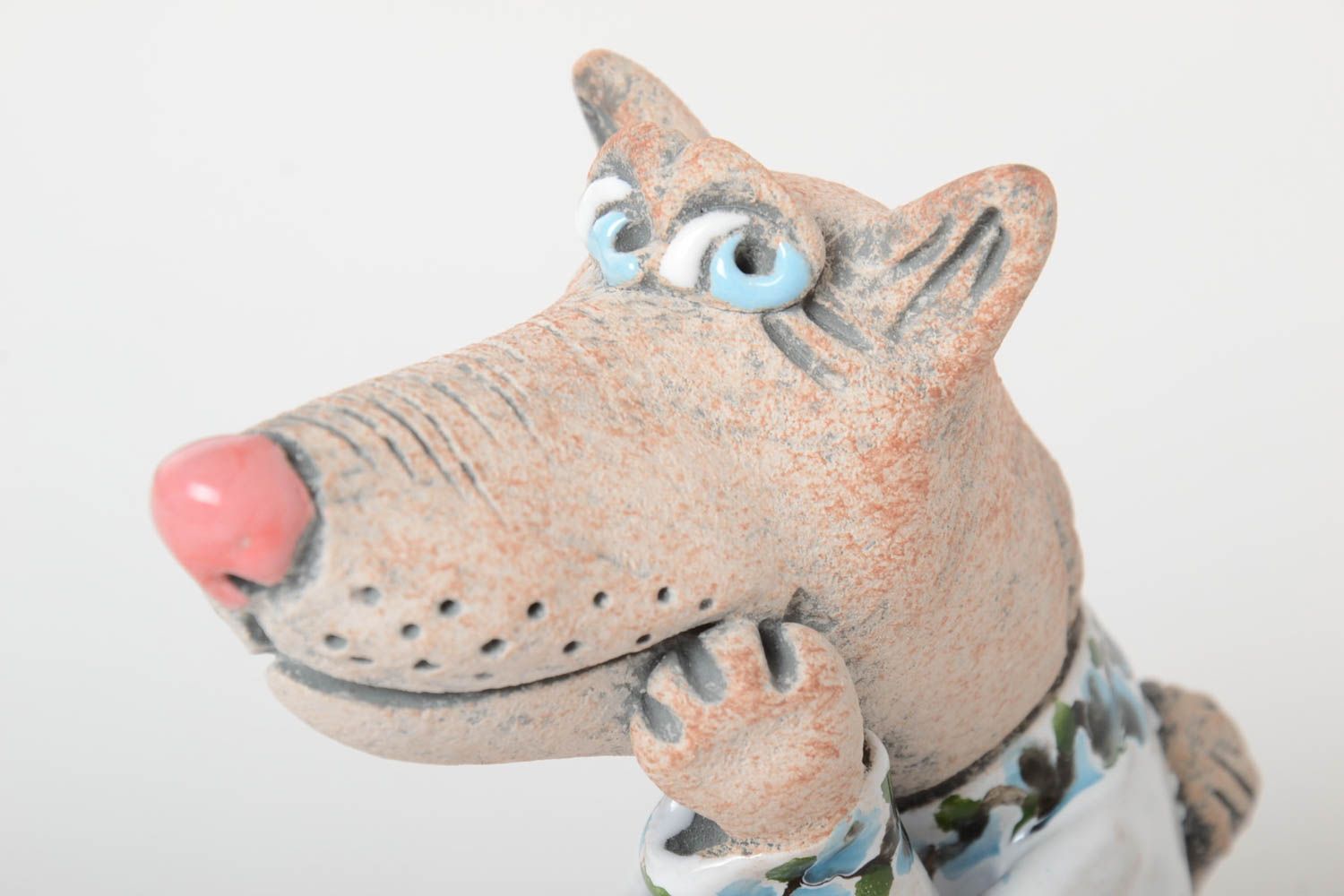 Kinder Spardose handgemachte Keramik Geschenk für Kinder Ton Deko bunt Wolf foto 3