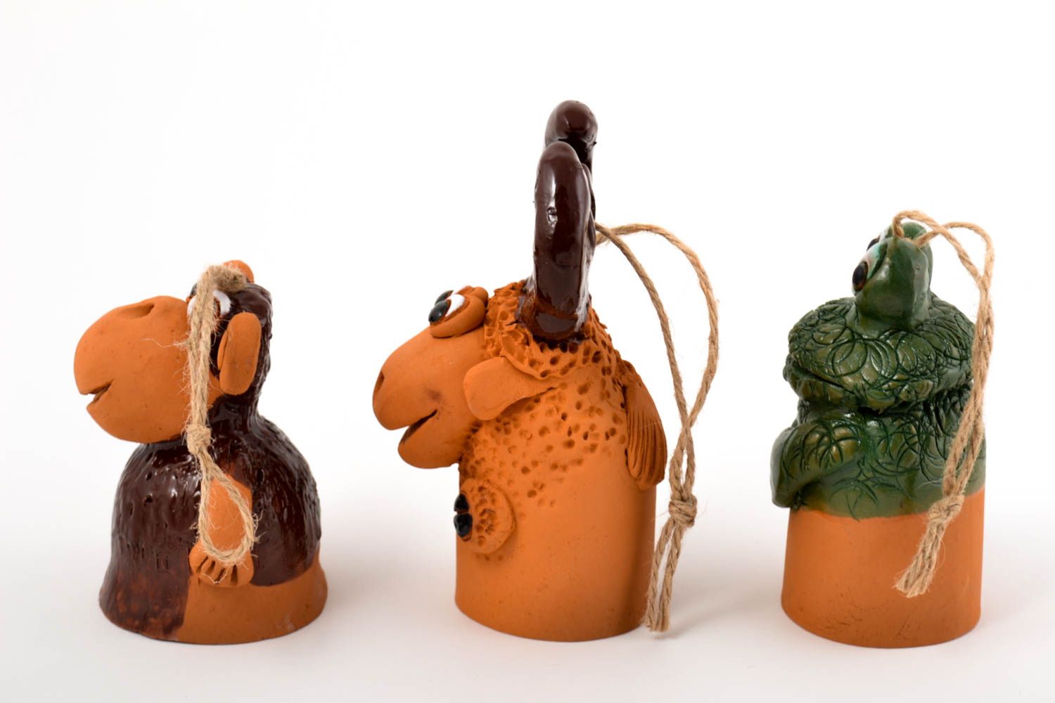 Handmade Deko Glöckchen Keramik Figuren Tiere aus Ton 3 Stück Souvenirs foto 4