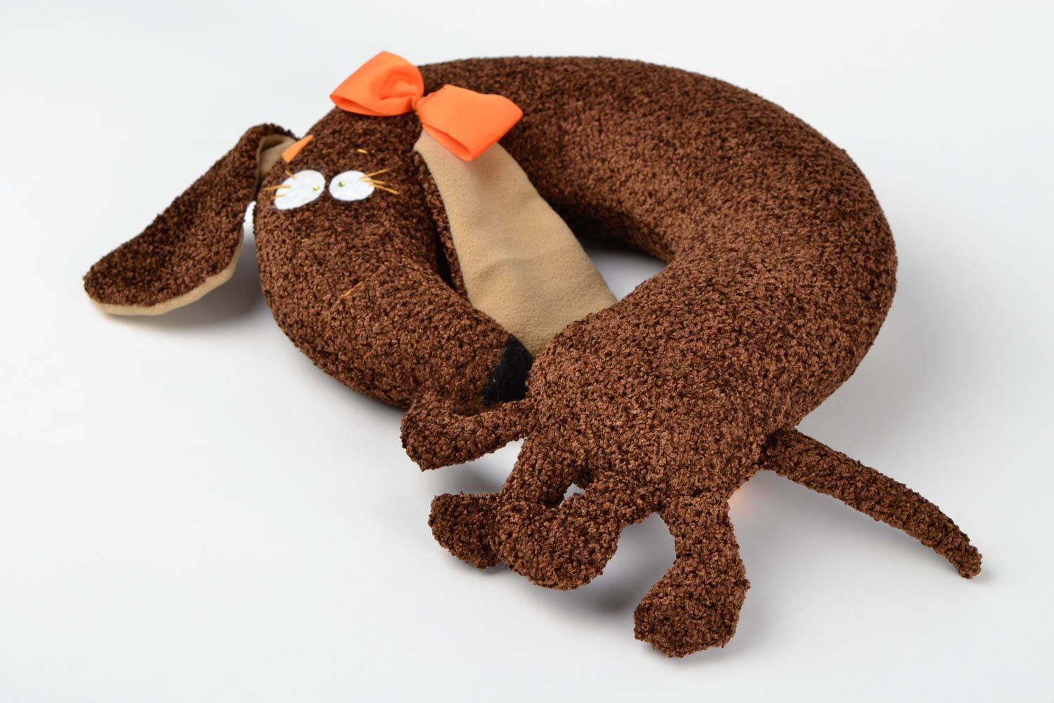 Игрушка-подушка ручной работы детская игрушка Такса коричневая игрушка для детей фото 3