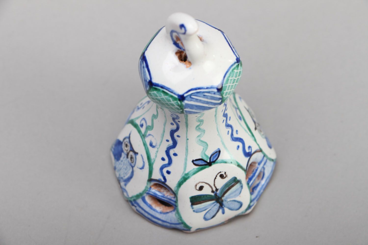 Handmade ceramic bell with painting photo 2