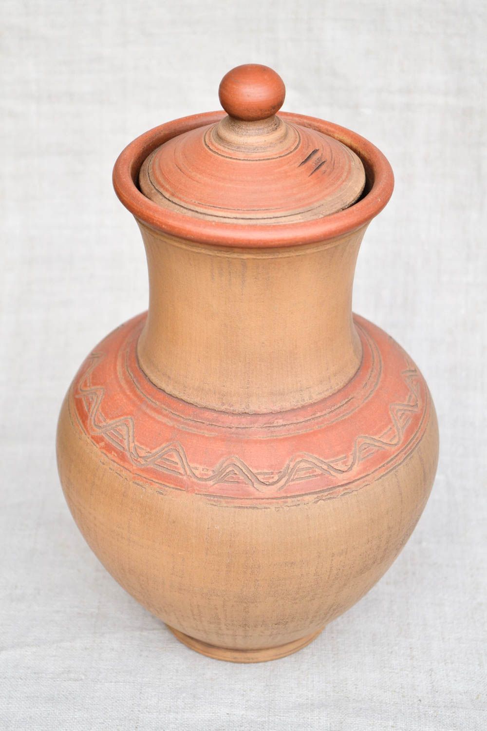 100 oz ceramic terracotta color water pitcher with lid and no handle 2 lb photo 4