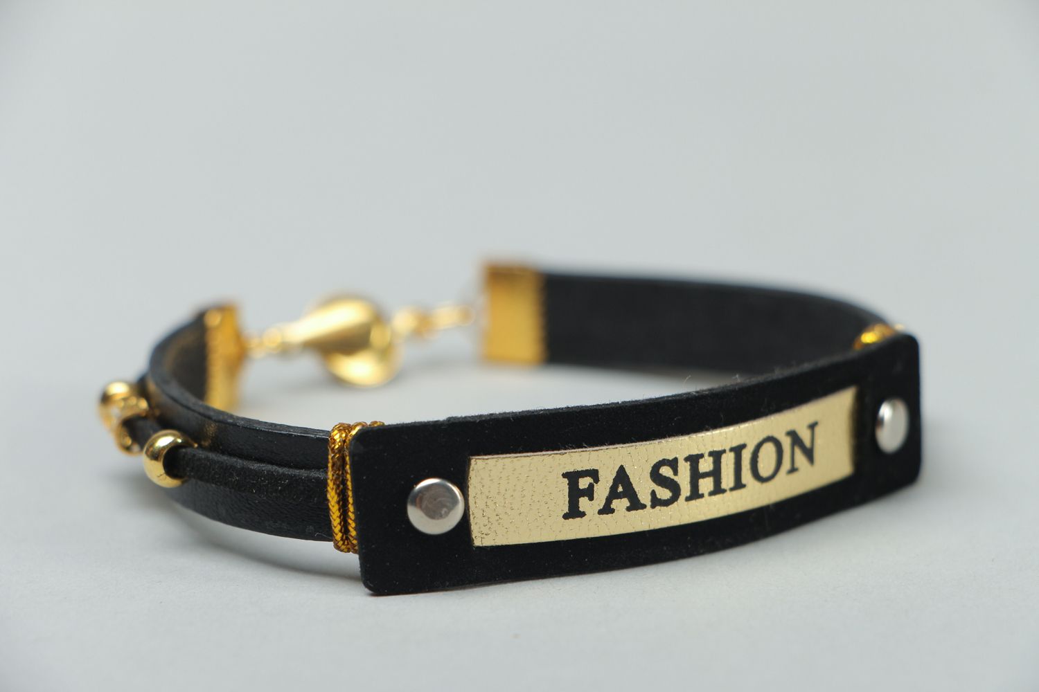 Genuine leather bracelet with lettering Fashion photo 2