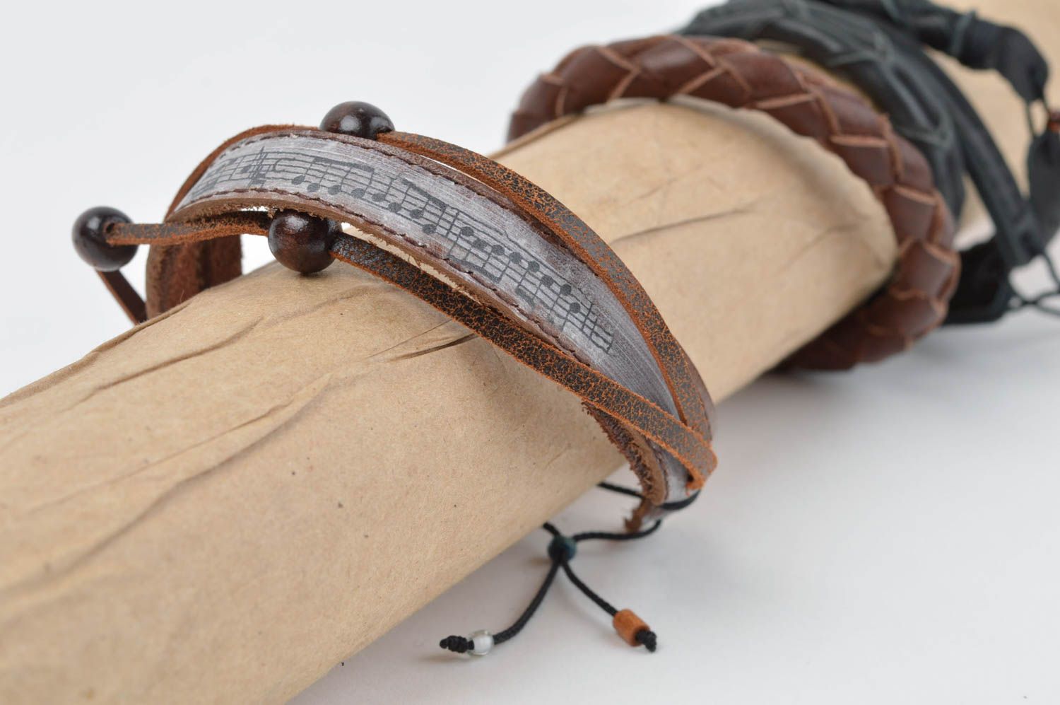 Handmade designer jewelry unusual leather bracelet wrist cute bracelet photo 2