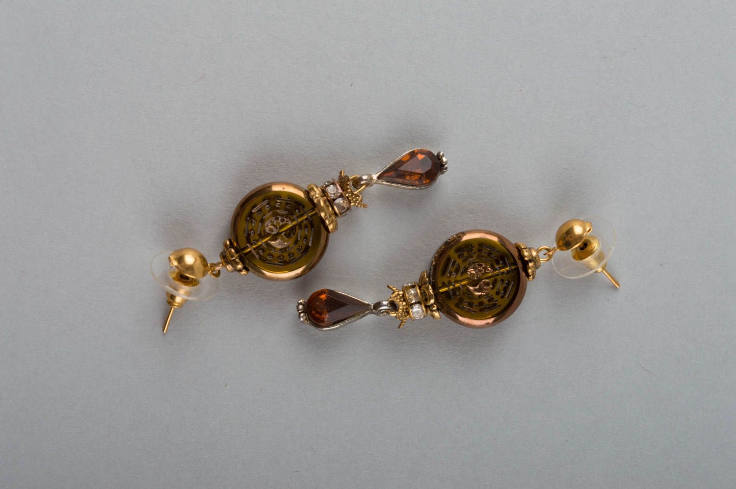 Beautiful unusual designer handmade brass earrings with Murano glass beads photo 3